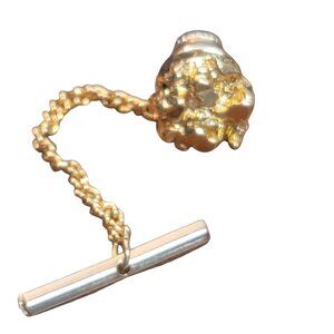 Vintage Faux Gold Nugget Tie Tack With Chain & Bar